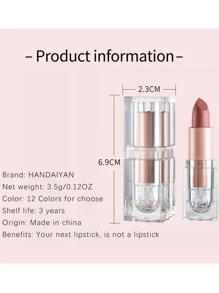 HANDAIYAN Matte Velvet Finish Crystal Square Tube Lipstick, Nude Bean Sand Shade Lip Gloss, Long Lasting Non-Transfer Lip Liner, Cosmetics, Face Paint For Women, Ideal For Y2K Fancy Fashion Looks, Matte Long Lasting Lip Gloss For Daily & Party Makeup - 02 Peach - 查看 9