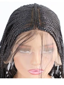 13 X 6 Lace Front Braided Synthetic Wig - Black - View 3