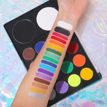 UCANBE Water Activated Face Paint + 10pcs Paint Brush Body Paint SFX Makeup Palette For Cosplay Halloween Black White Face Painting Kits For Adults Matte Neon Special Effects Makeup Kit - 1套 - 查看 3