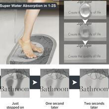 1pc Slogan Graphic Bath Rug Home Bathroom Decor Floor Carpet Outdoor Rug Door Mat Fall Decor Bathroom Accessories Back To School Entryway Decor - Grey - View 4