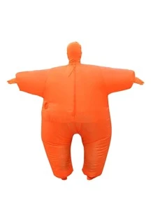 1套無臉人充氣服裝（頭套+手套+充氣服裝+腳套）,適用於有趣的派對、萬聖節、聖誕節或狂歡節表演 - 橘色 - 查看 2