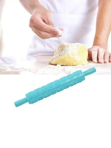 1pc Adjustable Rolling Pin, Silver PP Flower Print Dough Roller For Kitchen - Silver - View 1