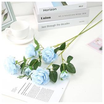 1枝人造花，藍色塑料浪漫家居裝飾人造花