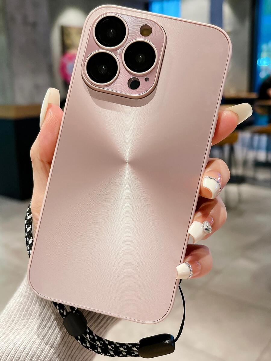 雷射極光cd,彩色霧面金屬,附帶高清玻璃鏡片膜+可調節防丟繩,新研發防摔手機殼保護套 - 淺粉色 - 查看 1