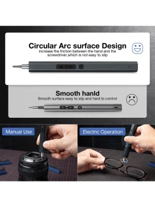 13 In 1 Small Precision Electric Screwdriver Set With 10 Bits  Electric Screwdriver Repair Tool Set Cordless Rechargeable Magnetic Power Screwdriver Repair Tool Set - Grey - View 6