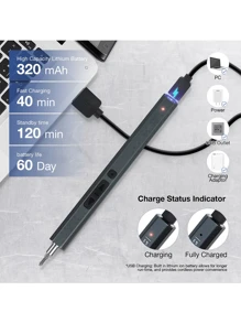 13 In 1 Small Precision Electric Screwdriver Set With 10 Bits  Electric Screwdriver Repair Tool Set Cordless Rechargeable Magnetic Power Screwdriver Repair Tool Set - Grey - View 4