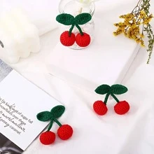1PC Sweet And Pure And Fresh Knitting Cherry Pendant Mobile Phone Hang Act The Role Of Key Chain Headphones Set Of All Sorts Of Bag Pendant Accessories Cherry Charm Cherry Bag Charm Crochet School Supplies Teacher Gifts  Teacher Accessories  Gifts For Teachers Cherry Key Chain