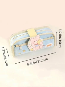 1pc Cartoon Animal Design Pencil Bag, Cartoon Animal Design Pencil Case For Student - Pink - View 4