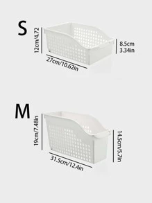1pc PP Storage Basket, Minimalist White Storage Basket For Home - White - View 6