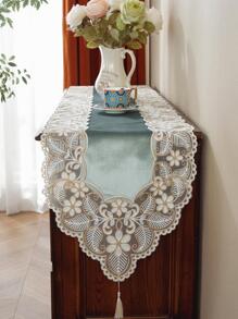 1 件 100% 涤纶面料精致 3D 刺绣蕾丝花边家居装饰、橱柜围巾、厨房餐桌旗、餐垫、室内外节日装饰、野餐、派对、婚礼系列桌旗 - 綠色 - 查看 3