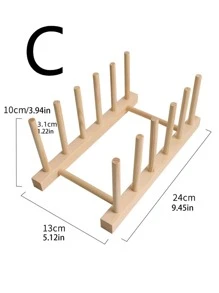 1 pieza Estante de almacenamiento de platos multifuncional almacenamiento beige madera drenaje para cocina