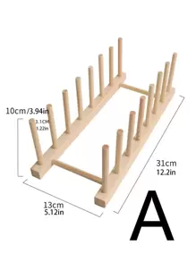 1 pieza Estante de almacenamiento de platos multifuncional almacenamiento beige madera drenaje para cocina