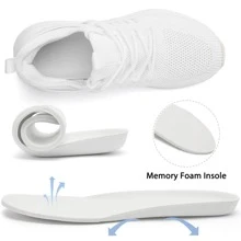 Walking Shoes Sneakers for Women - Tennis Running Gym Workout Slip On Memory Foam Athletic Lightweight Comfortable Breathable Casual Shoes - 白色 - 查看 5