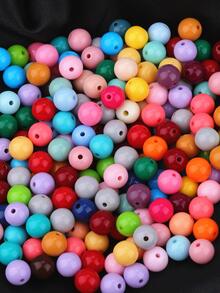 200入/包10mm混色亞克力實心珠,帶有直孔糖果彩色圓珠,適用於diy手鍊,項鍊,耳環,鑰匙扣,掛飾珠寶製作