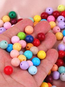 200入/包10mm混色亞克力實心珠,帶有直孔糖果彩色圓珠,適用於diy手鍊,項鍊,耳環,鑰匙扣,掛飾珠寶製作