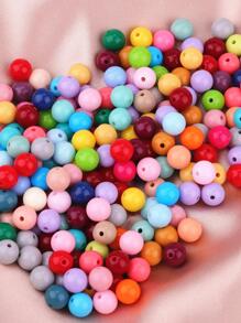 200入/包10mm混色亞克力實心珠,帶有直孔糖果彩色圓珠,適用於diy手鍊,項鍊,耳環,鑰匙扣,掛飾珠寶製作