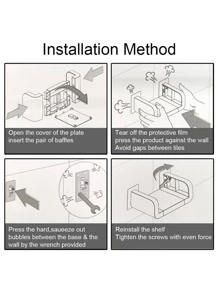 Wall-Mounted Shampoo Bath Shower Rack Seasoning Debris Rack Self-Adhesive White Storage Shelf Bathroom Kitchen Organizer - White - View 8