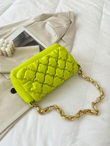 Chain Strap Ruched Bag PU Green Fashionable - Green - View 6