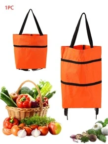 1 Gấp Di Động Túi Siêu Thị Và Trung Tâm Mua Sắm, Túi Xe Đẩy, Có Thể Tái Sử Dụng Ký Túc Xá Đại Học Yếu Tố Cần Thiết - trái cam - Xem 1