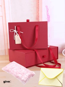 1件套蝴蝶結裝飾禮品包裝盒 - 紅色 - 查看 2