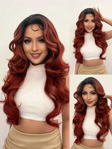 13*1 T-Part Lace Long Body Wave Synthetic Wig - Multicolor - View 1