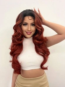 13*1 T-Part Lace Long Body Wave Synthetic Wig - Multicolor - View 4