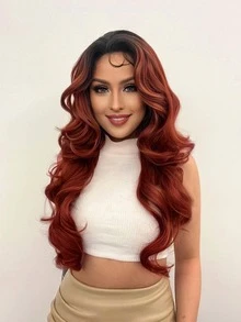 13*1 T-Part Lace Long Body Wave Synthetic Wig - Multicolor - View 3