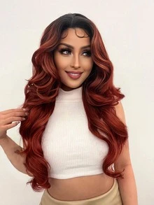 13*1 T-Part Lace Long Body Wave Synthetic Wig - Multicolor - View 5