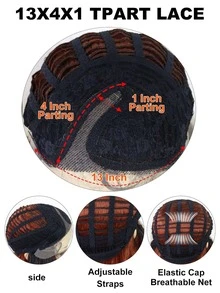 13*1 T-Part Lace Long Body Wave Synthetic Wig - Multicolor - View 8