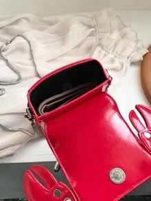 Fashionable Novelty Bag Lobster Decor Flap Chain PU - Red - View 2