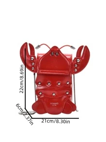Fashionable Novelty Bag Lobster Decor Flap Chain PU - Red - View 4