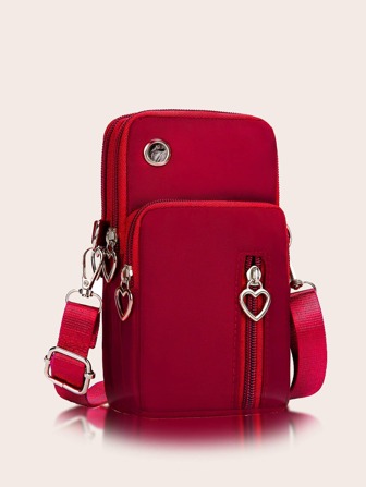 Zipper Phone Bag Fashion Letter Detail Phone Arm Bag Versatile Shoulder Bag Wallet Pouch Shoulder Bag Cellphone Case Clutch Lightweight Fashion White-Collar Workers College Work Business Commute Office For Anniversary For Birthday Gift On Valentine Day Matching Bag Gifts Outfit Perfect For Dress Wedding Dress Formal Dresses Prom Dress Dress Birthday Dress Heart Phone Valentines Wallet Pouch Phone Bag Women For Women Wallet Purse Wallet