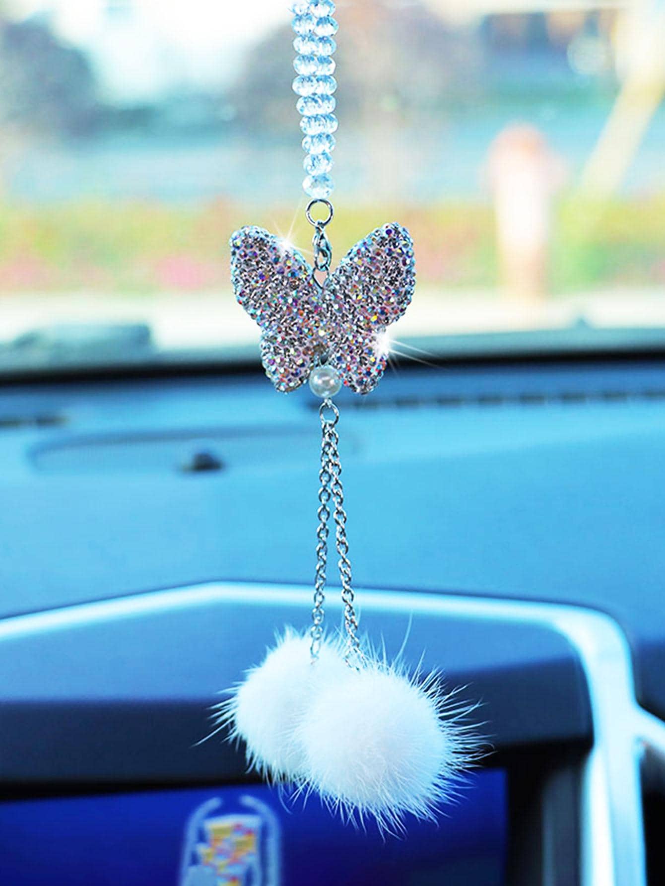 水鑽蝴蝶設計汽車掛飾 - 彩色 - 查看 1