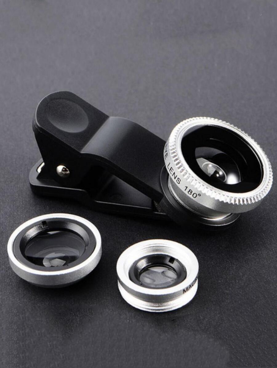 3 en 1 Móvil gran angular ojo de pez Lentes - Plateado - Ver 1