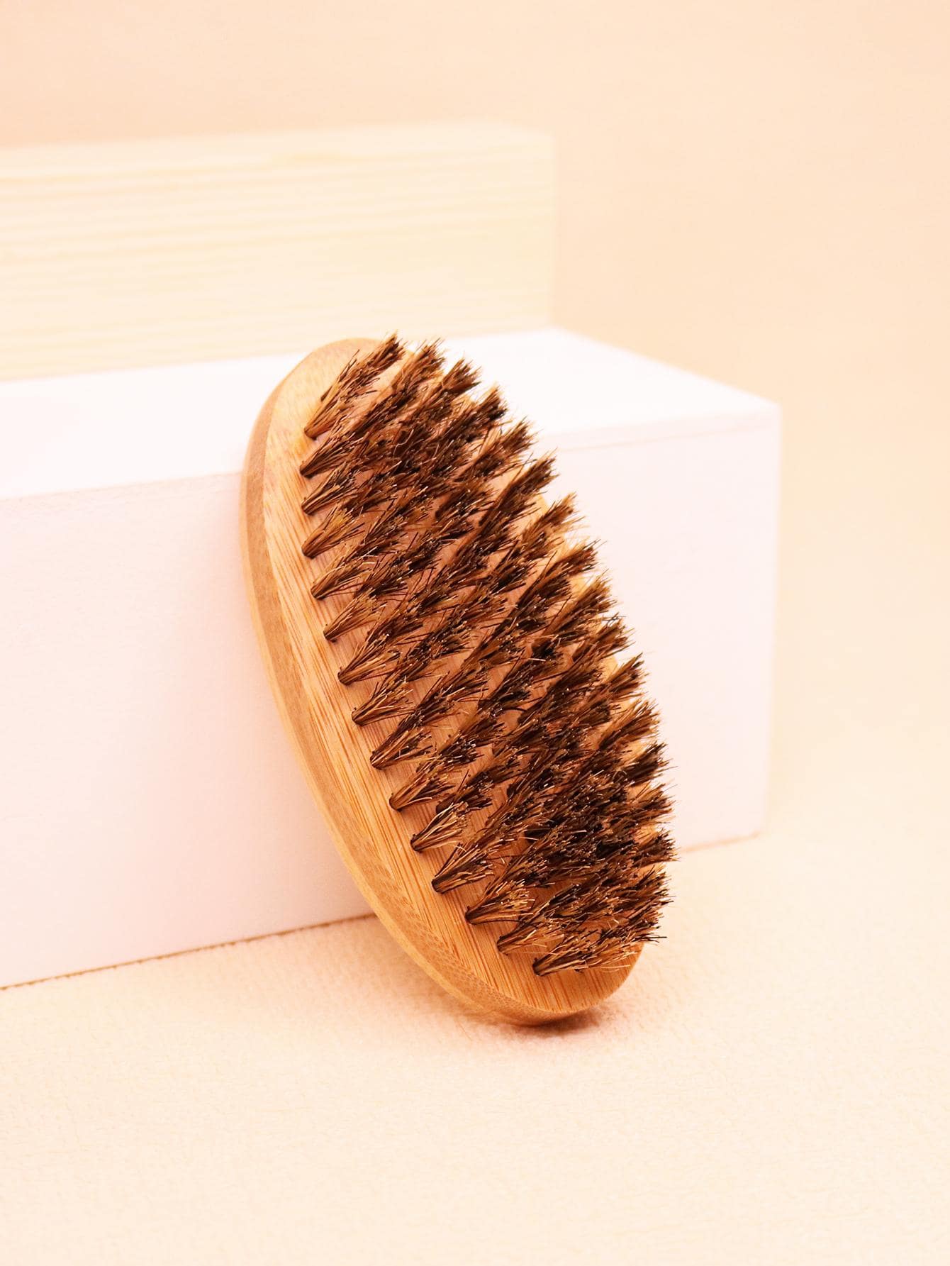 便攜鬍鬚梳,1入組木橢圓形面部梳子猪鬃髮刷適合男士