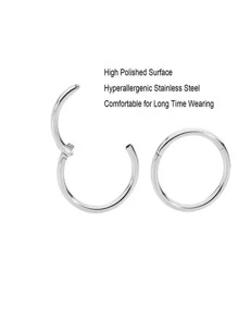 2入組/套不銹鋼唇環 - 銀色 - 查看 5