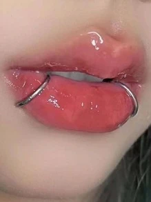 2入組/套不銹鋼唇環 - 銀色 - 查看 1