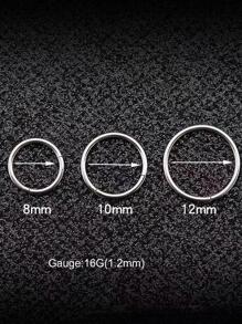 2入組/套不銹鋼唇環 - 銀色 - 查看 4