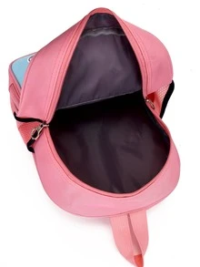 Chicas 1 pieza Mochila clásica oso & con patrón de arcoíris con diseño de oreja impermeable cremallera - Rosa - Ver 4