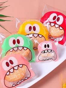 100 piezas Bolsa de embalaje con estampado de dibujos animados - Multicolor - Ver 2