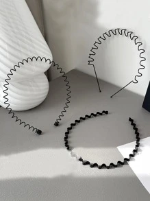 6pcs Men Solid Wave Design Non-slip Casual Headband For Daily Life - Black - View 3