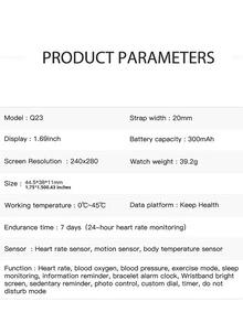 1 pieza Reloj inteligente ,negro TPU con tira deportivo Calendario monitoreo de frecuencia cardíaca seguimiento del sueño 1,69 pulgada pantalla táctil cuadrado esfera  compatible con Android iPhone - Negro - Ver 10