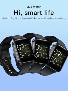 1 pieza Reloj inteligente ,negro TPU con tira deportivo Calendario monitoreo de frecuencia cardíaca seguimiento del sueño 1,69 pulgada pantalla táctil cuadrado esfera  compatible con Android iPhone - Negro - Ver 3