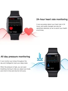 1 pieza Reloj inteligente ,negro TPU con tira deportivo Calendario monitoreo de frecuencia cardíaca seguimiento del sueño 1,69 pulgada pantalla táctil cuadrado esfera  compatible con Android iPhone - Negro - Ver 5