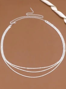 Chuỗi thắt lưng nhiều lớp tối giản - Bạc - Xem 3