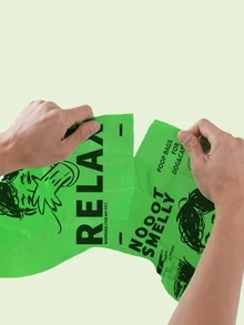 1 pieza bolsa de caca gráfica para mascotas - Verde - Ver 5