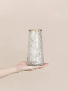 1 pieza Jarrón de vidrio transparente con patrón de glaciar cónico de 20 CM(H) - Adecuado para decoración del hogar, centro de escritorio de oficina, arreglos florales, decoración de sala de estar y mesa de comedor - transparente - Ver 4