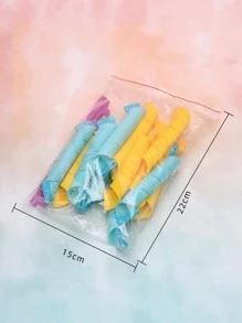 12pcs Yellow & Blue (+1 Pair Of Hair Hooks) Hair Rollers Curler Set, No Damage To Hair, Suitable For Creating Water Ripple/wave/ Automatic Curly Hair/ Sleeping Use - Multicolor - View 10