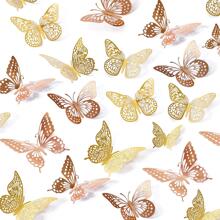 48pcs 3d Removable Waterproof Hollow Out Butterfly Stickers - Multicolor - View 2