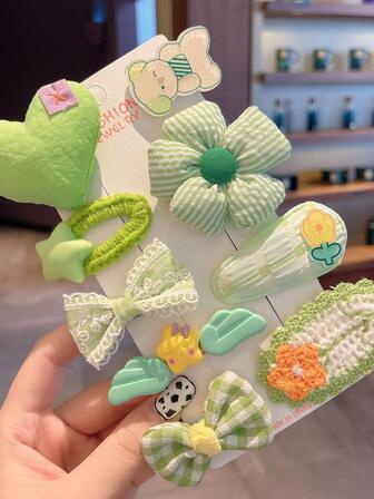 9入組花和愛心裝飾髮夾